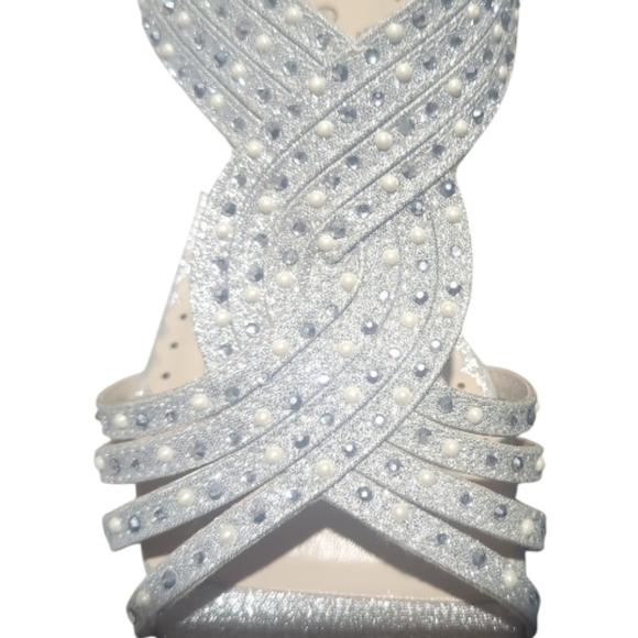 Charter Club Size 6.5 Silver Flats With Rhinestone Faux Pearl Embellished Formal - Picture 3 of 8